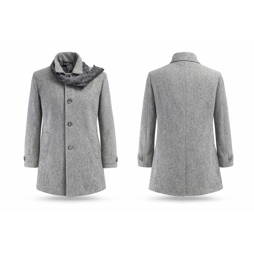 London Fog Women's Wool Gray Coat with Scarf Size 14 And One Size Gloves